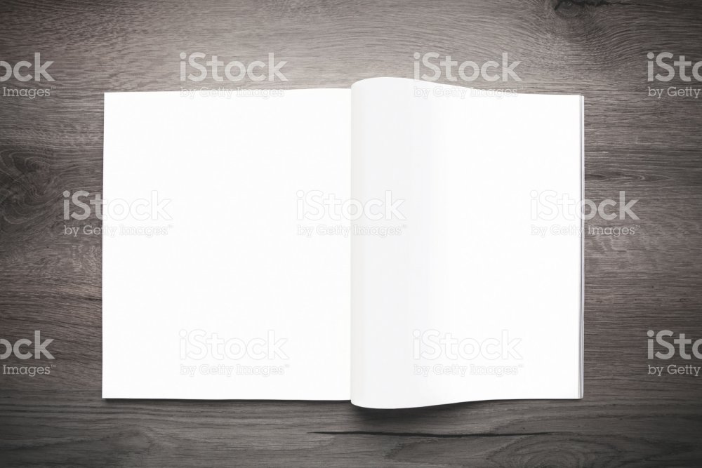 Blank open publication showing spread