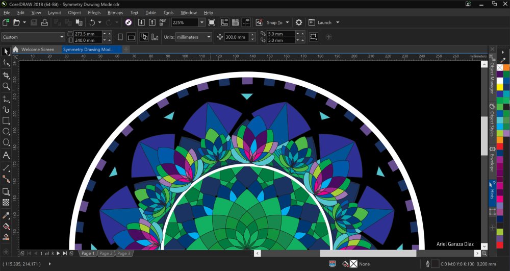 Work in process screengrab of a stained glass pattern made with Symmetry Drawing Mode