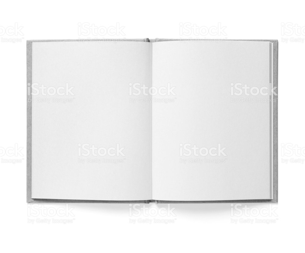 Blank open book showing spread