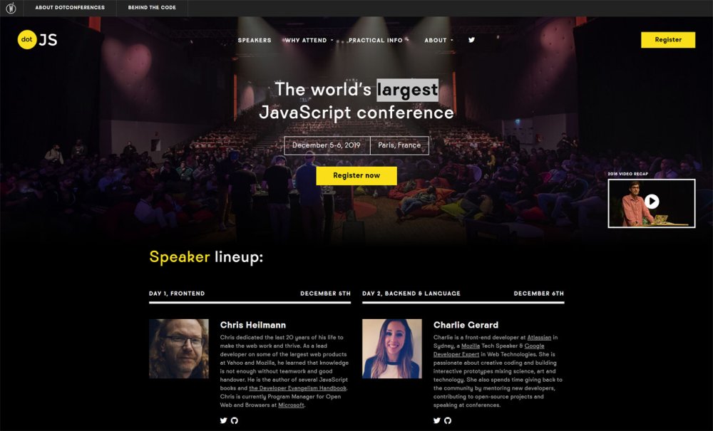 Upcoming web conferences: dotJS