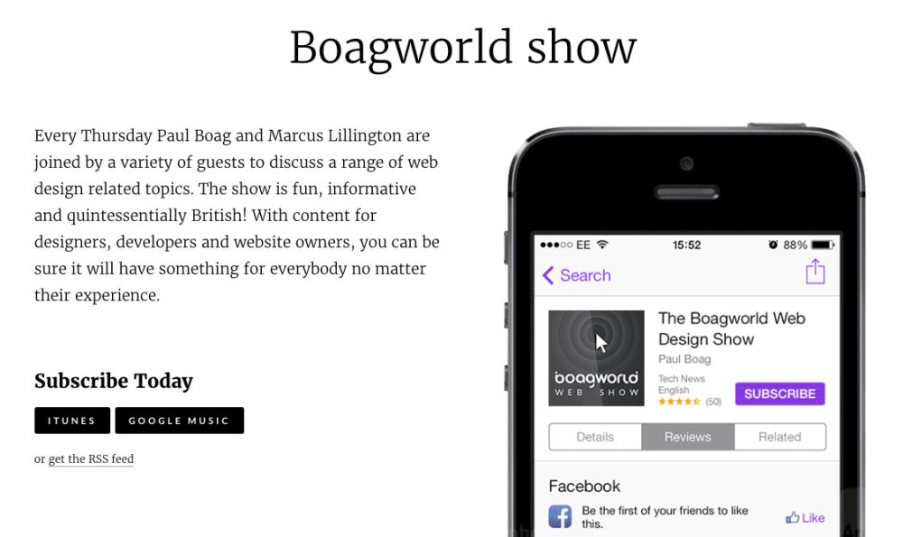 Web design podcasts:Boagworld