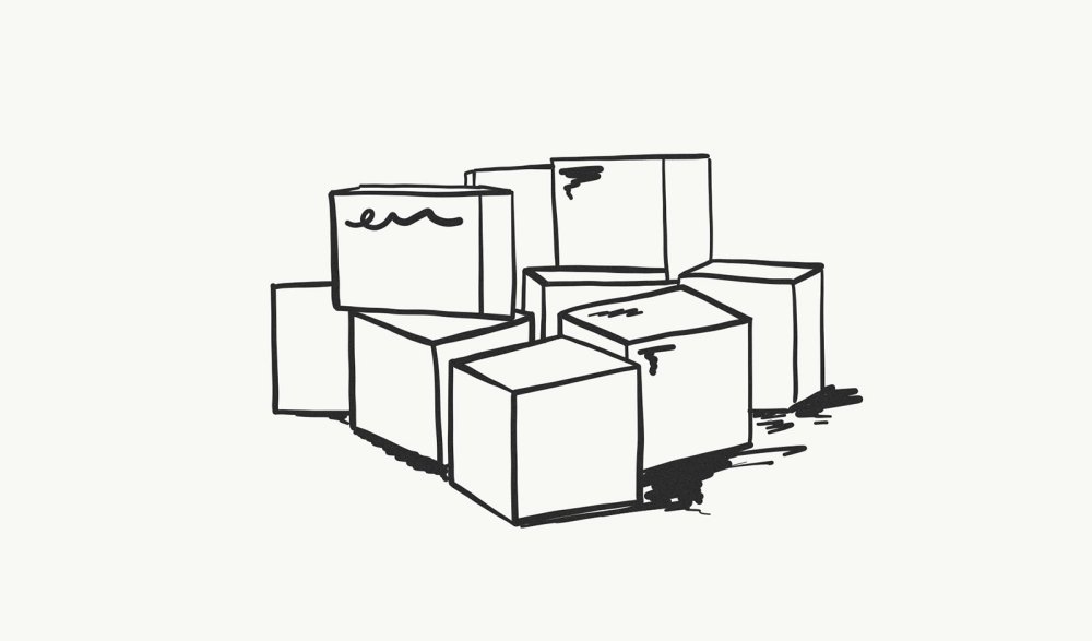 Cubes: drawing of a pile of cubes