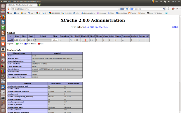 Install xcache admin