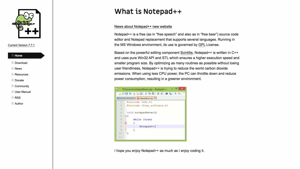notepad++ homepage