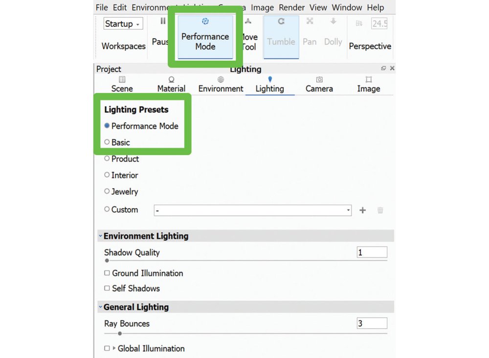 KeyShot rendering tips: Use Performance Mode