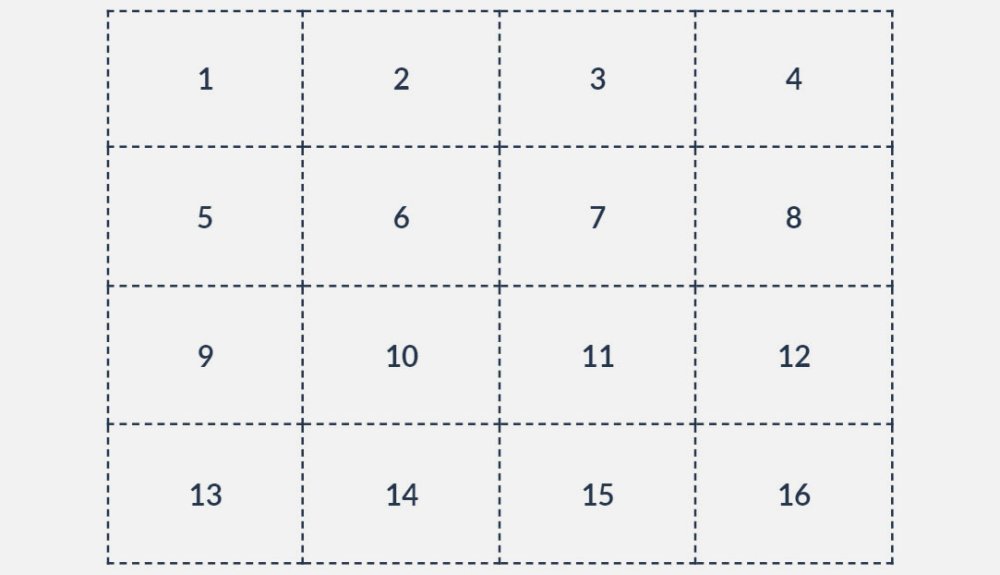 a grid with numbers 1-16 in it