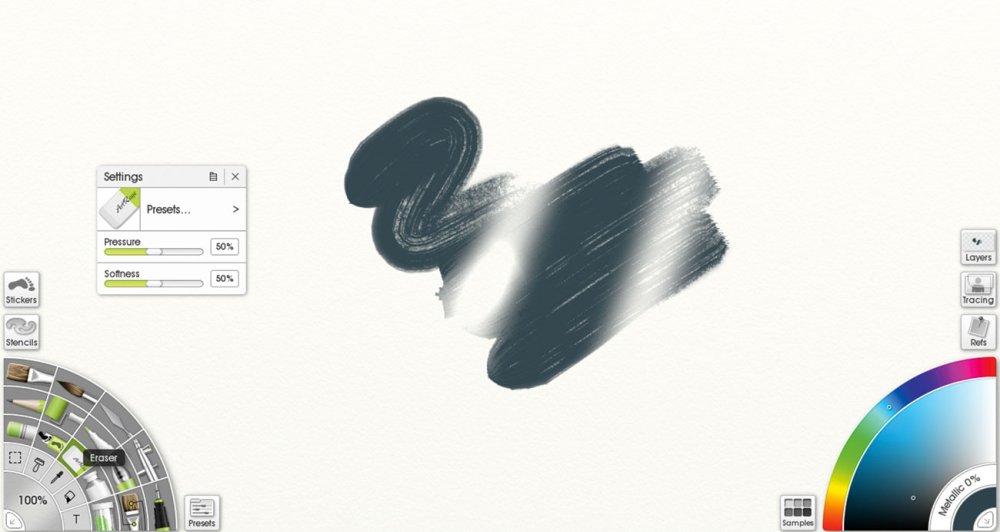 Artrage: correct mistakes with the eraser
