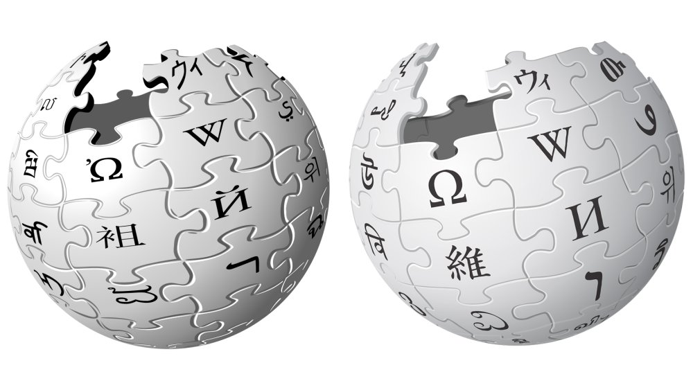 Wikipedia logo before and after