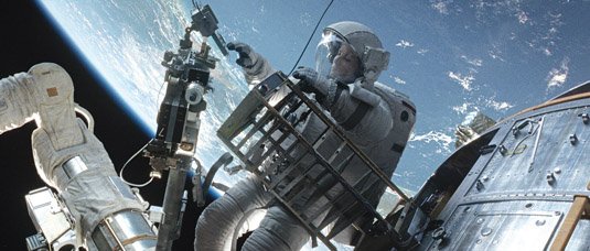 Sandra Bullock's spacesuit-clad body in Gravity