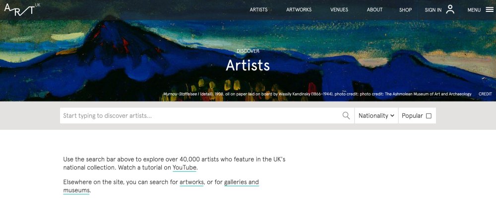 online art galleries: ArtUk screenshot