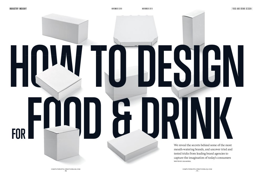 "How to design food & drink" spread from Computer Arts issue 298
