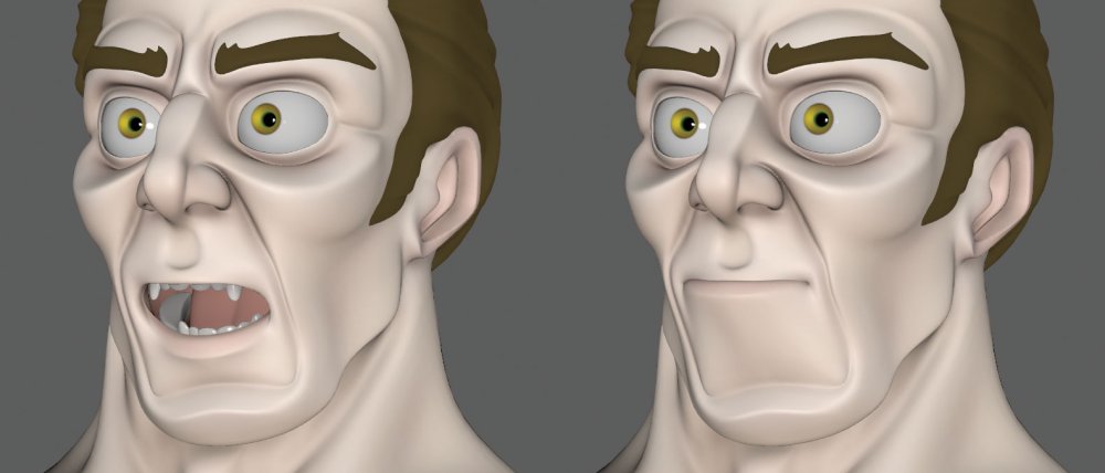 face in Maya with lips stuck together/not