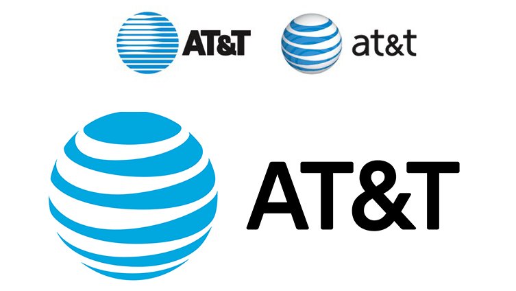 Three recent iterations of the AT&T globe logo