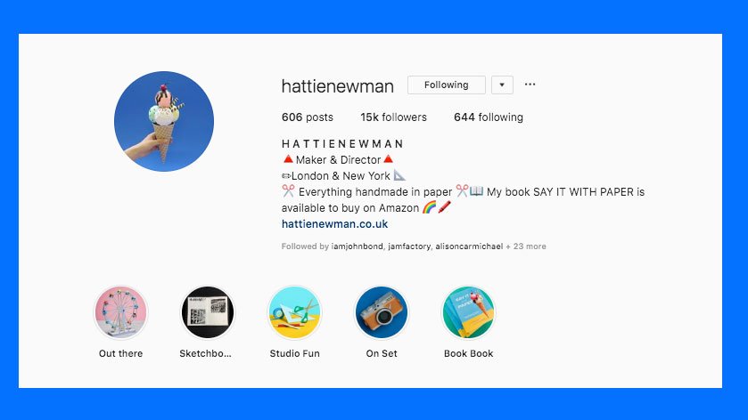 Instagram bio: Hattie Newman's profile