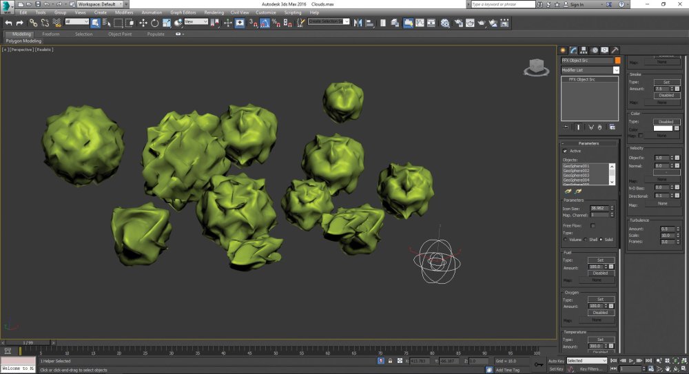 Create clouds with FumeFX: Make FumeFx object source
