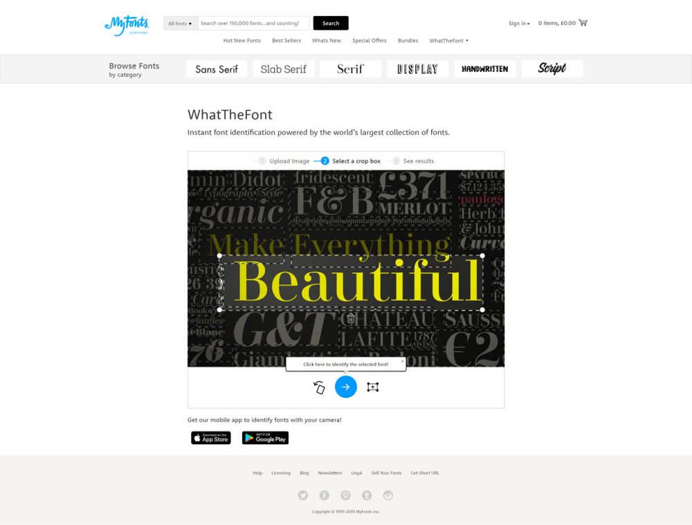 Online typography tools: WhatTheFont