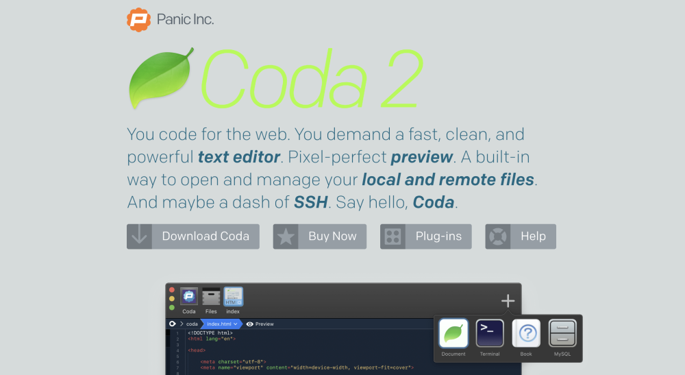 best code editors: Coda code editor