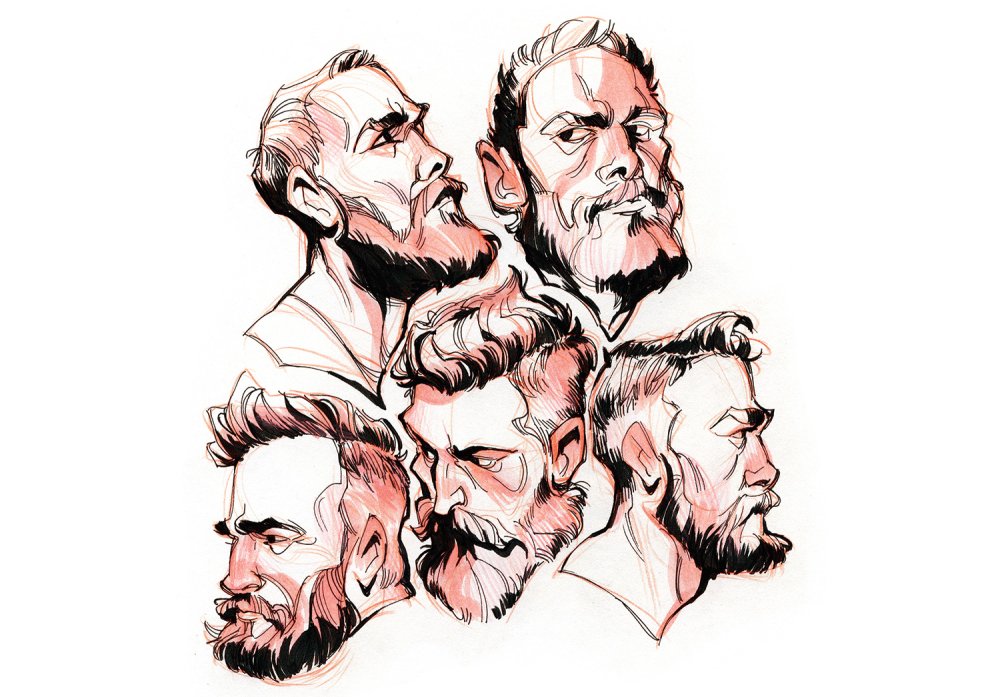 Studies of men's heads