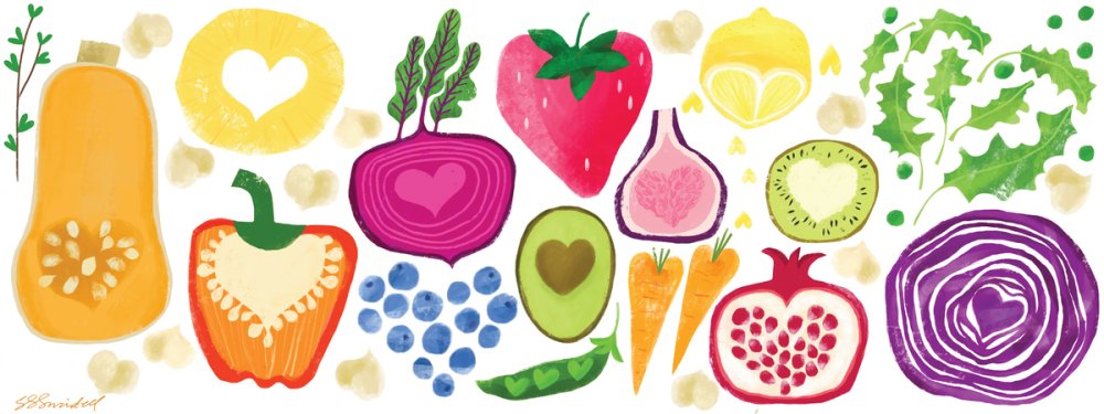 illustration of fruits and veg
