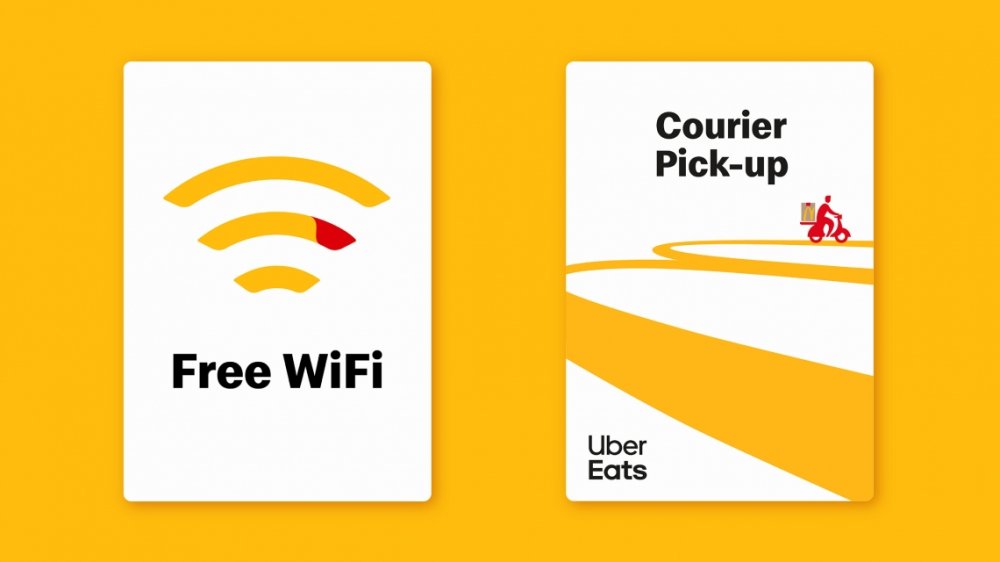 Flat graphic representations of WiFi  and courier pickup