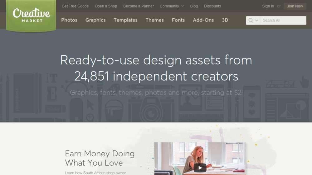 Creative Market site screenshot
