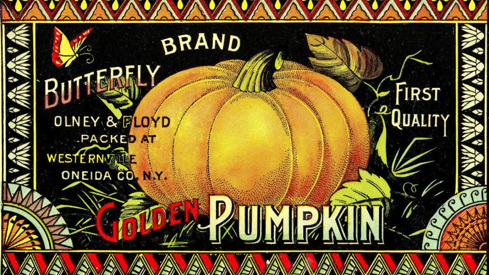 Wallpaper of a vintage pumpkin label