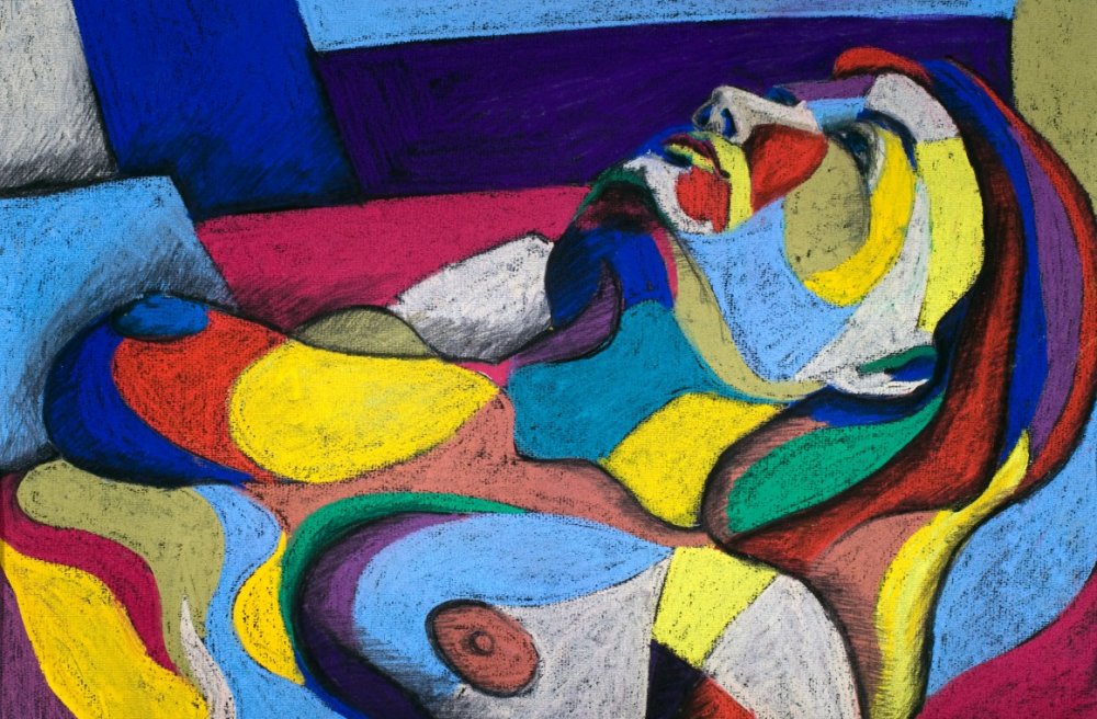 Colourful abstract drawing of a woman