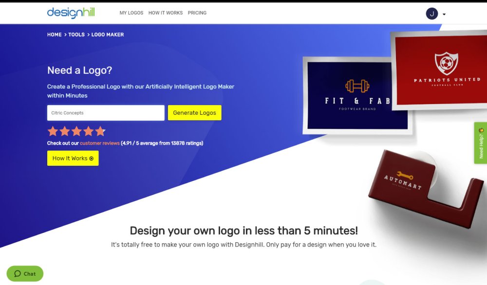 Free logo design tools: Designhill Logo Maker