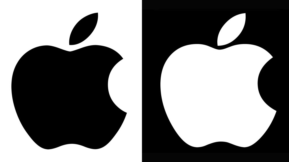 Black and white silhouette of Apple's apple logo