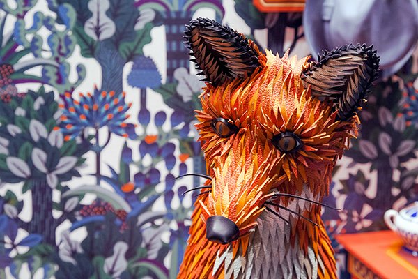 Close-up of the paper folded fox