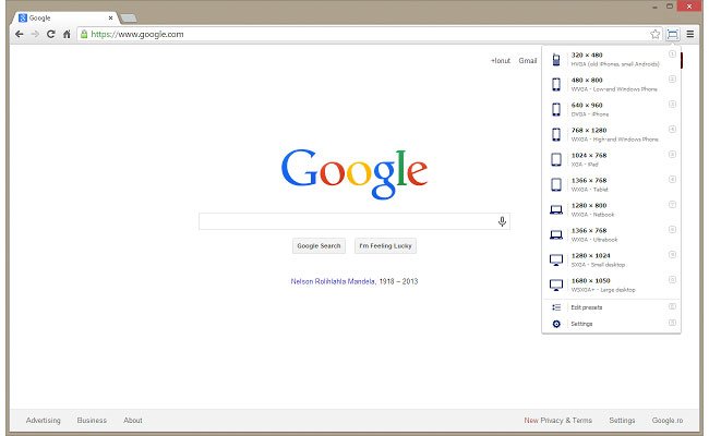 Google Chrome extensions - Windows Resizer
