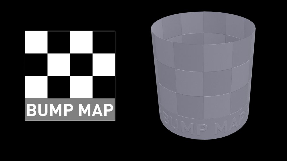 A 3D tube with a black and white chequerboard bump map