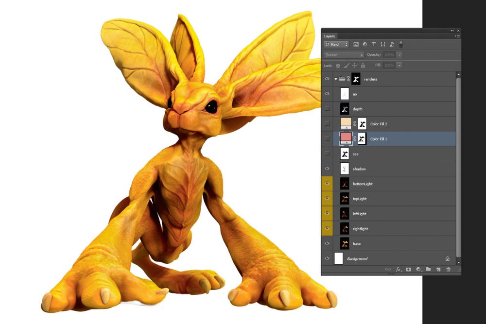Speed sculpt a creature in ZBrush: Assemble the renders in Photoshop