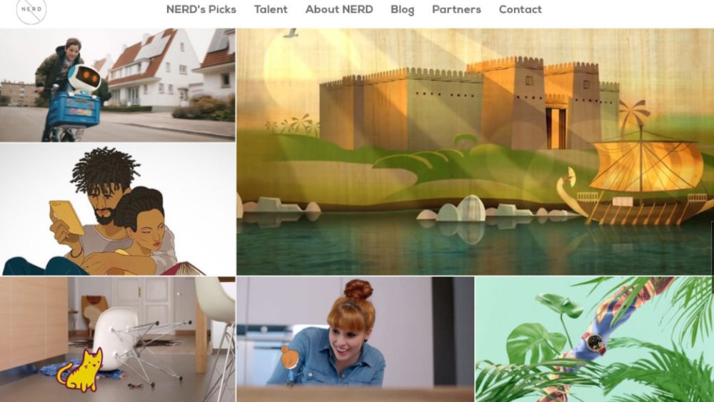 Screenshot of NERD Productions' homepage