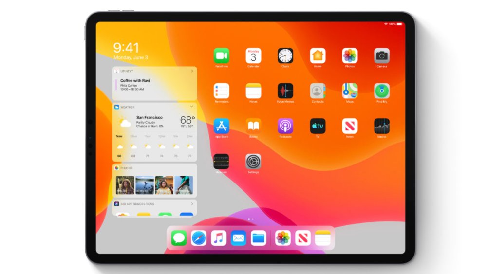 iPad displaying iPadOS homescreen