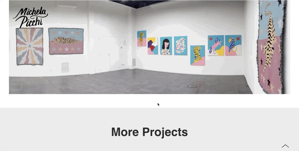 A screenshot of a portfolio page displaying artwork on walls