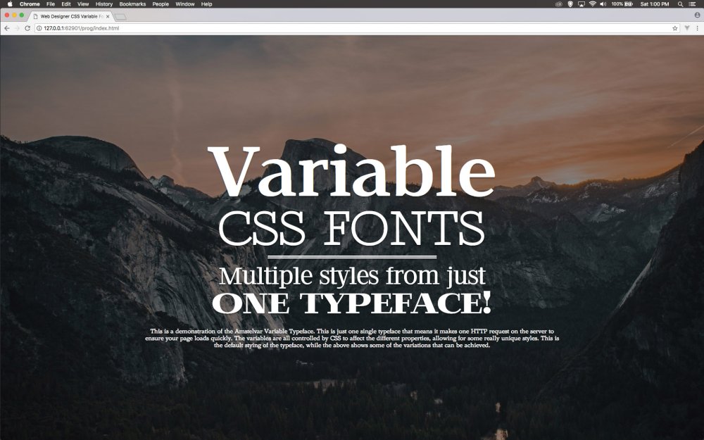 Screen displaying variable fonts