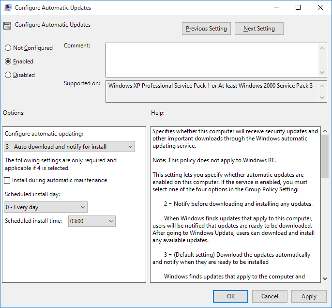 Configure Automatic Updates