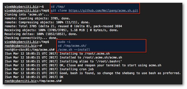 Fig.03: Clone the acme.sh client using git