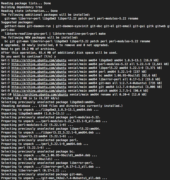Fig.02: Install git and bc on Ubuntu/Debian Linux