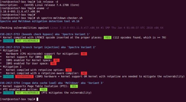 Spectre Meltdown vulnerability mitigation detection check tool for Linux